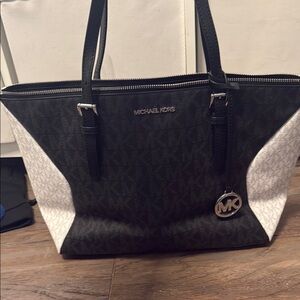 Michael Kors Coraline Black and White Tote Bag